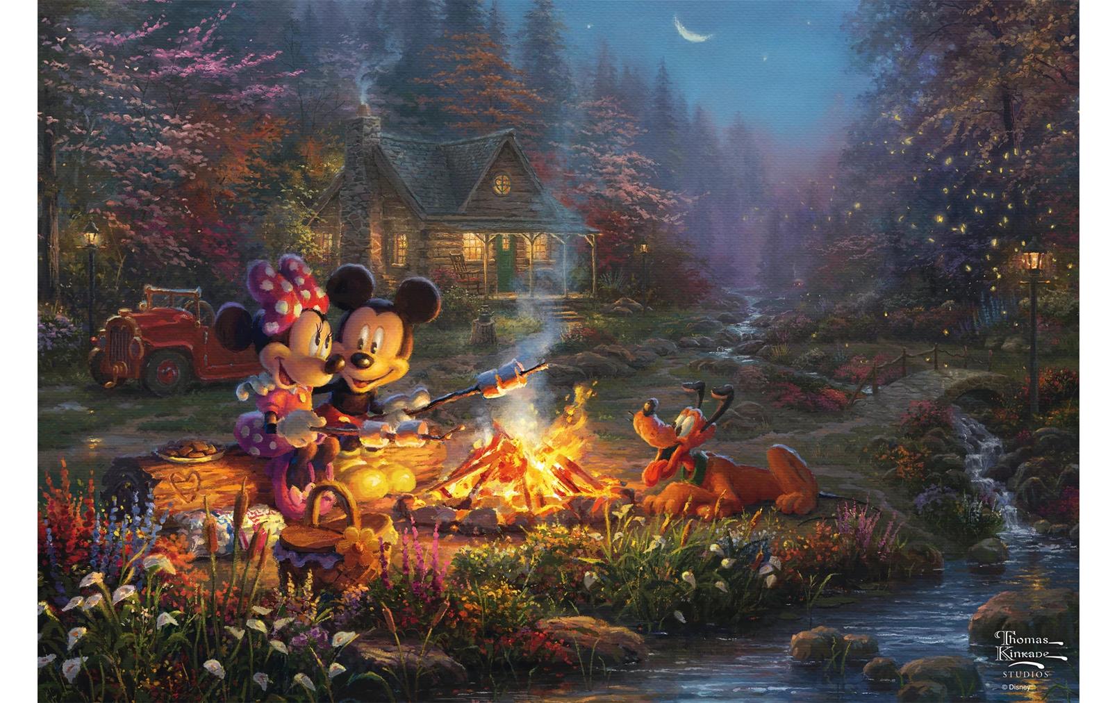 Puzzle Disney Mickey and Minnie Sweatheart CampfireÖkologisches Puzzle mit Stanzlinien