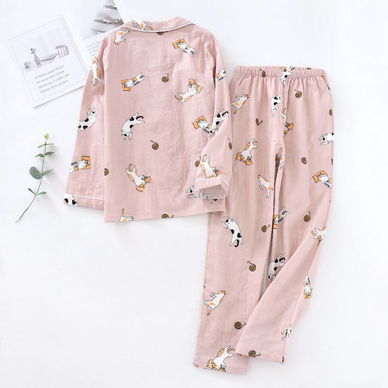 MelMount - Bijpassende pyjamaset voor koppels: shirt met kattenprint + broek