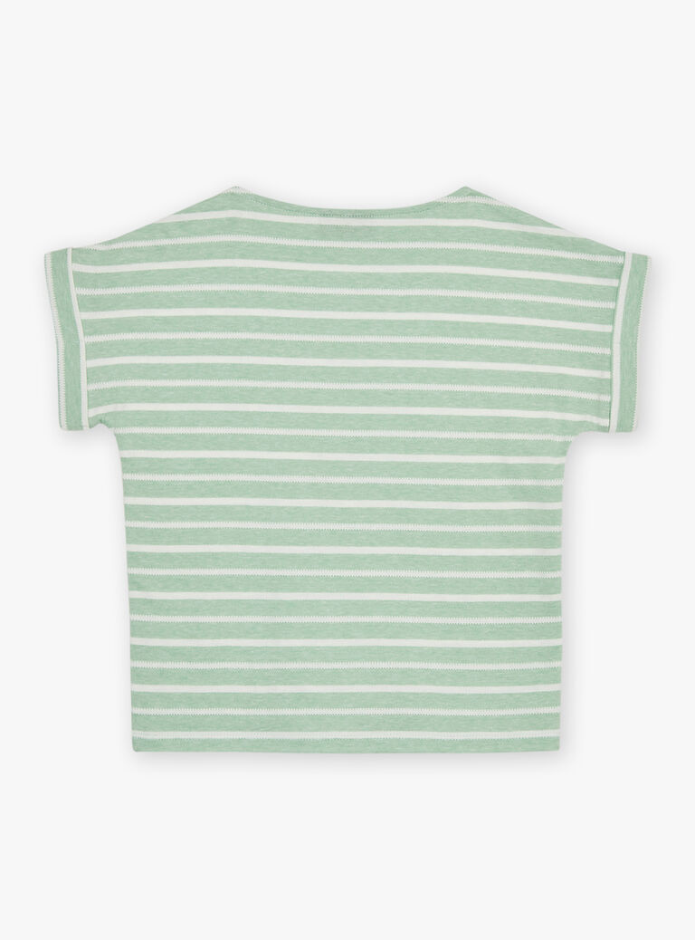 T-shirt vert à rayures écrues