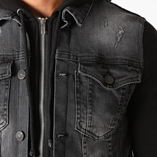 Veste Jean Capuche GJ-3020 Gris Anthracite Noir