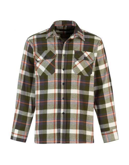 Storvik Blouse Flanel Olijfgroen&Wit - Vrijetijdskleding