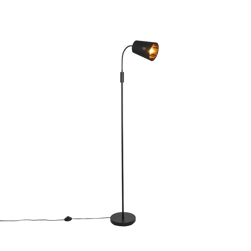 Moderne vloerlamp zwart met goud - Carmen