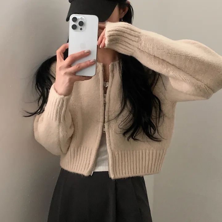 darkroesin - Effen cropped vest met ronde hals en rits