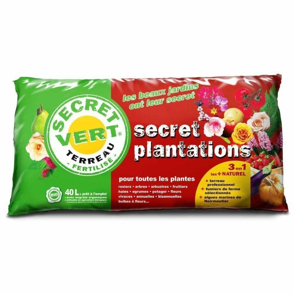 Secret plantations terreau bio pour toutes les plantes 40 litres