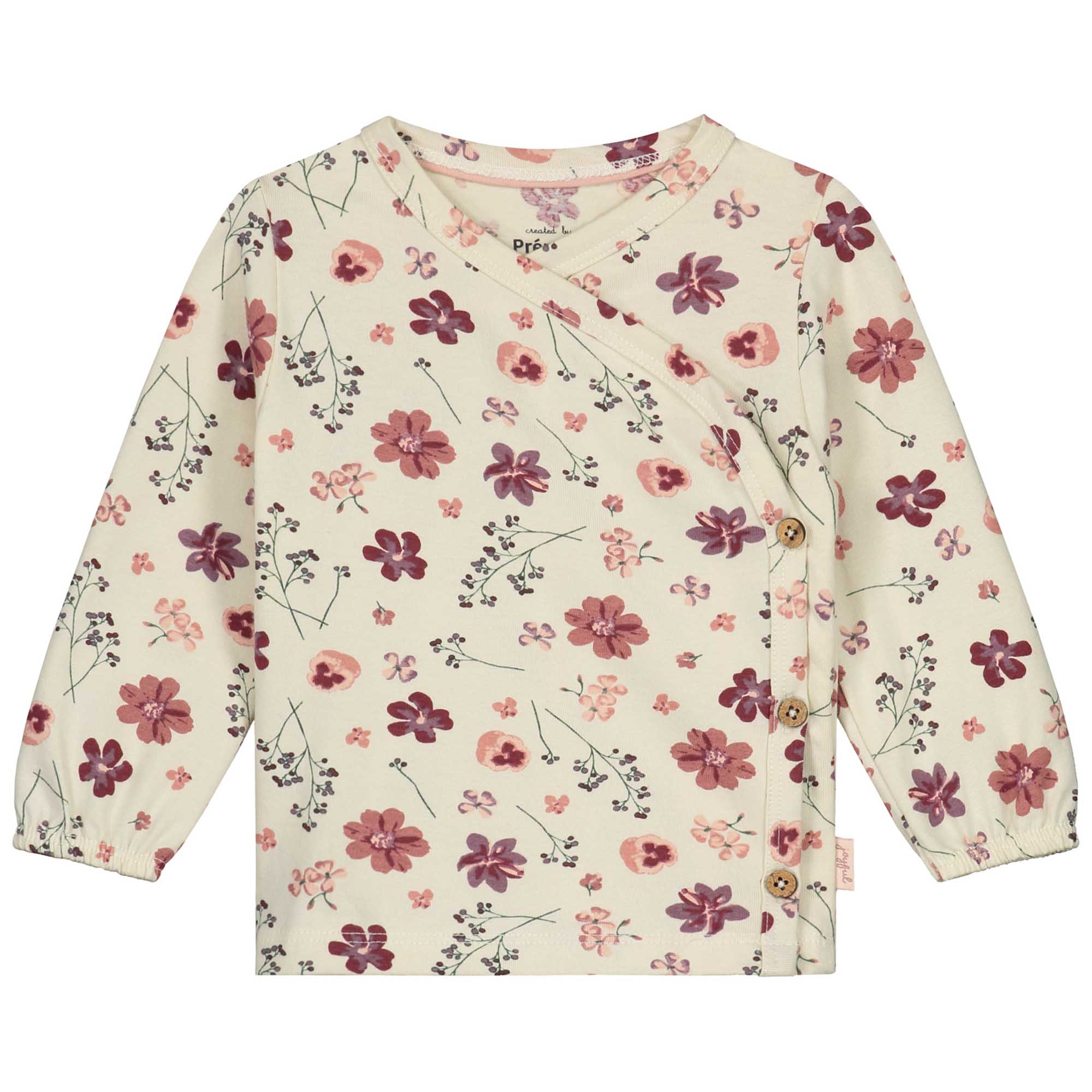 Prénatal newborn overslagshirt lange mouwen all over print beige