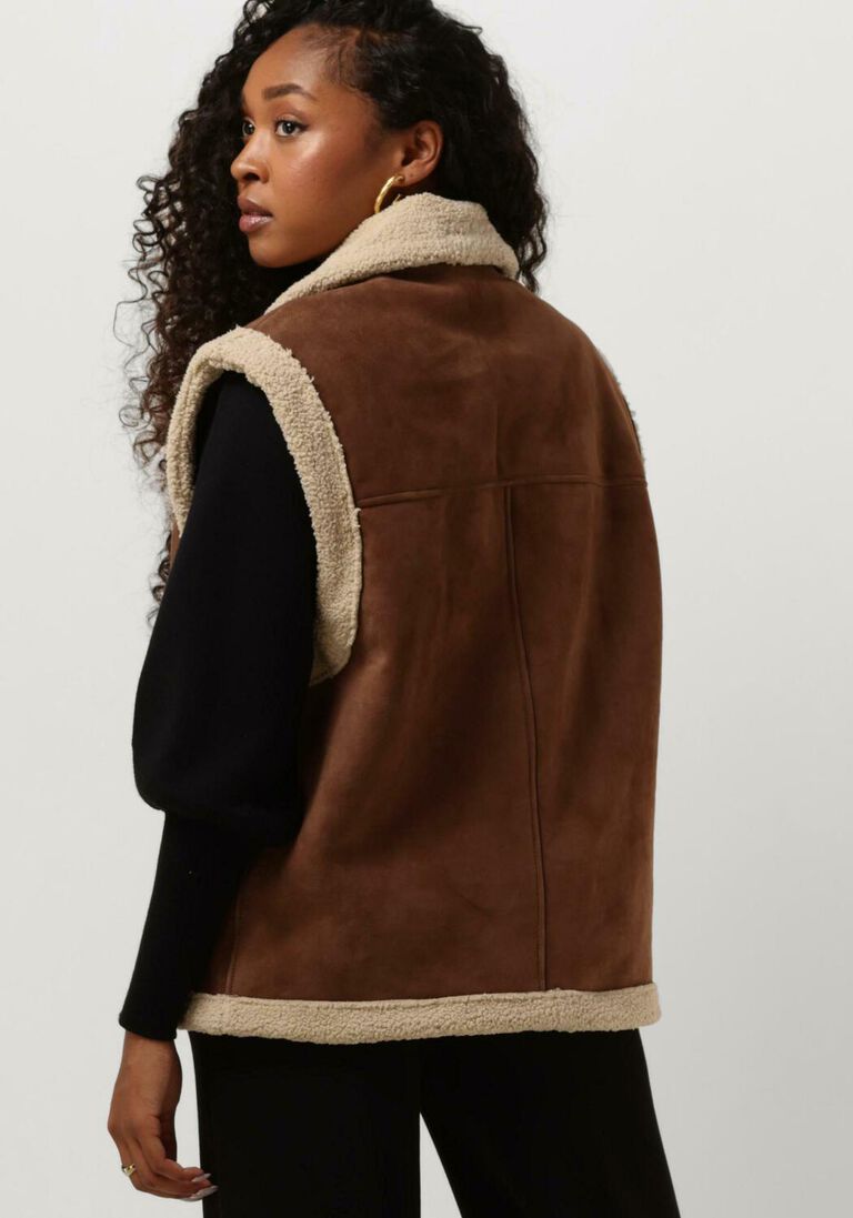 JANICE bruine janice gilet lammy vest dames justin suede
