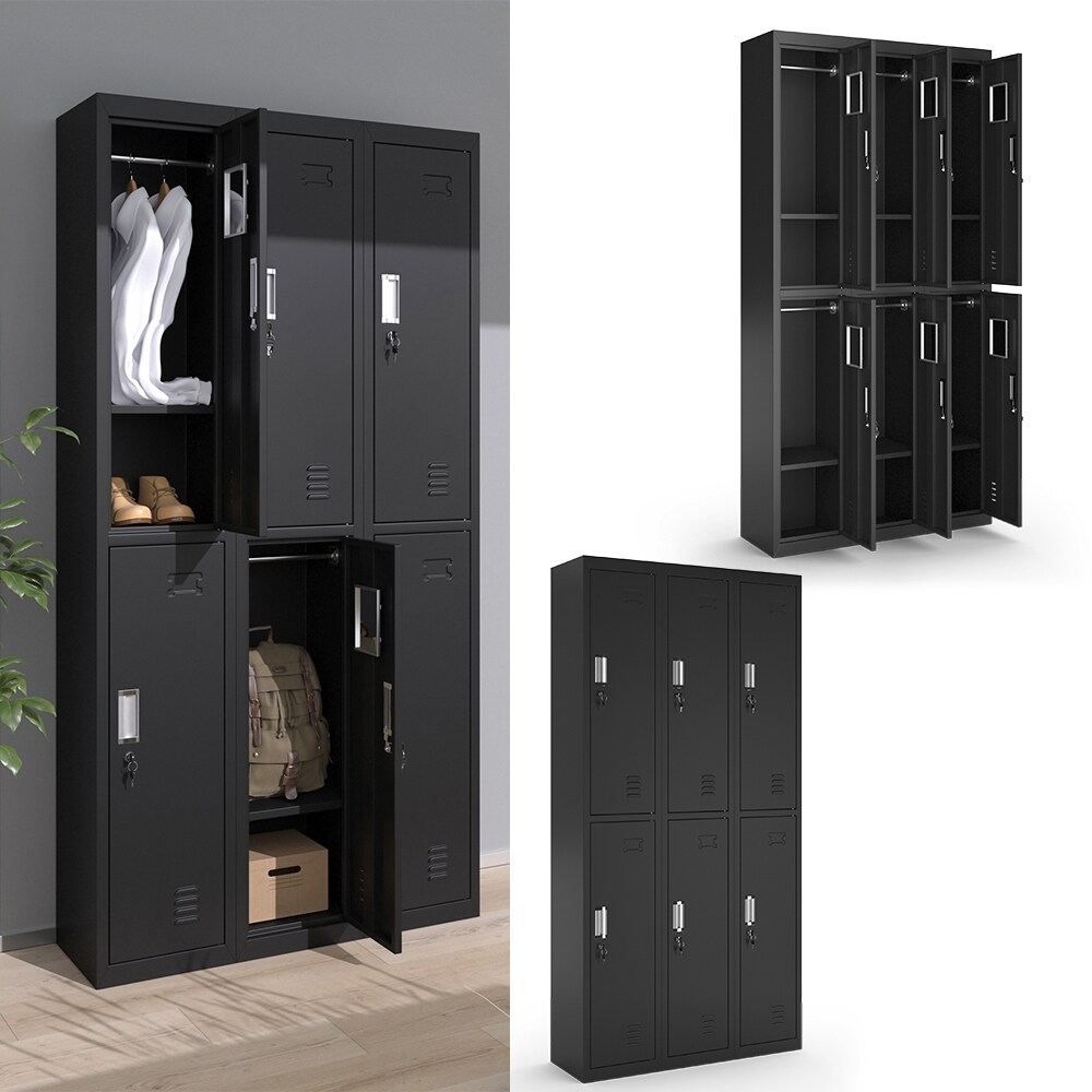 Vicco Schließfachschrank Schwarz 90 x 180 cm 6 Fächer