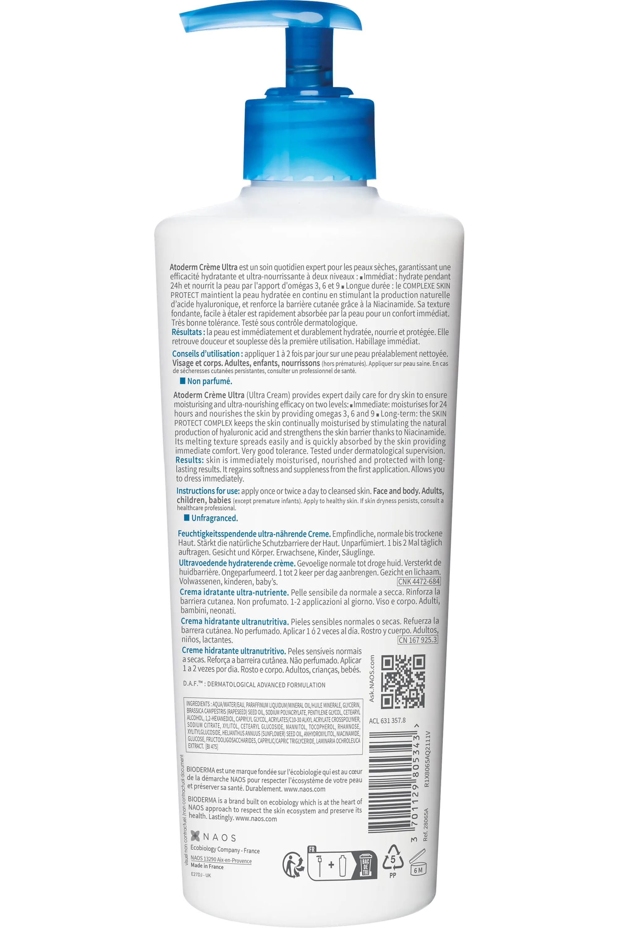 Bioderma Crème corps hydratante sans parfum Atoderm Ultra-200 ml