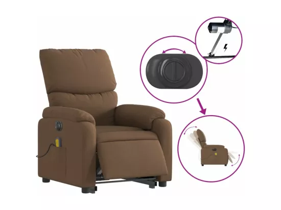Fauteuil inclinable de massage électrique Marron Tissu