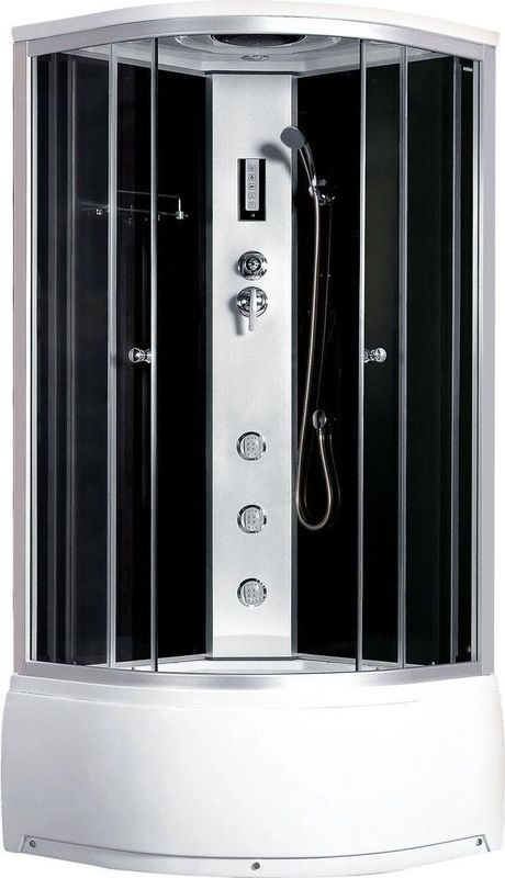 Kerra Paulina - Douchecabine - 90x90 cm - Hoge Douchebak - Zwart - Met Regendouche en Massagejets