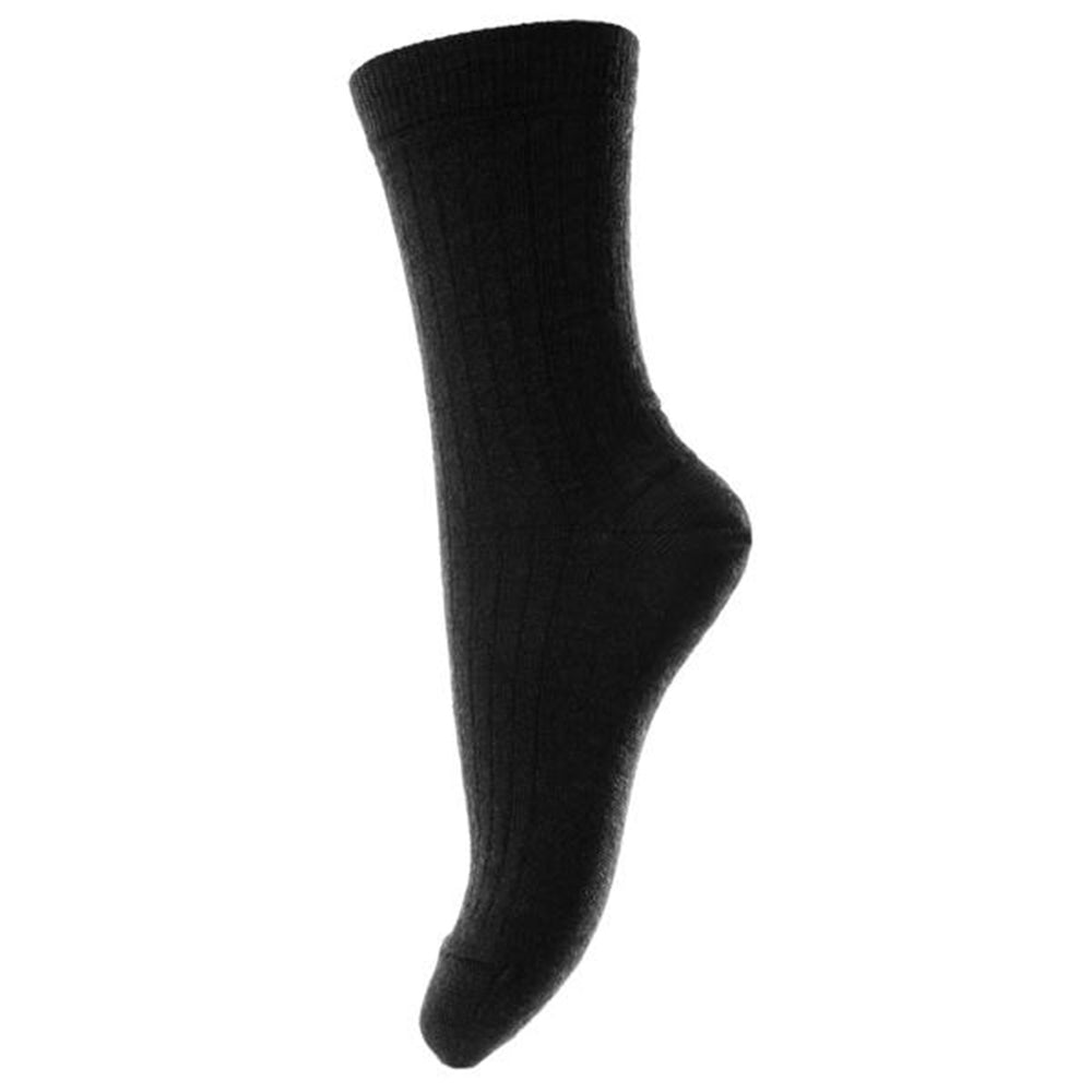MP 718 Wool Socks Rib 08 Black - Mp Danmark → Luksusbaby.dk
