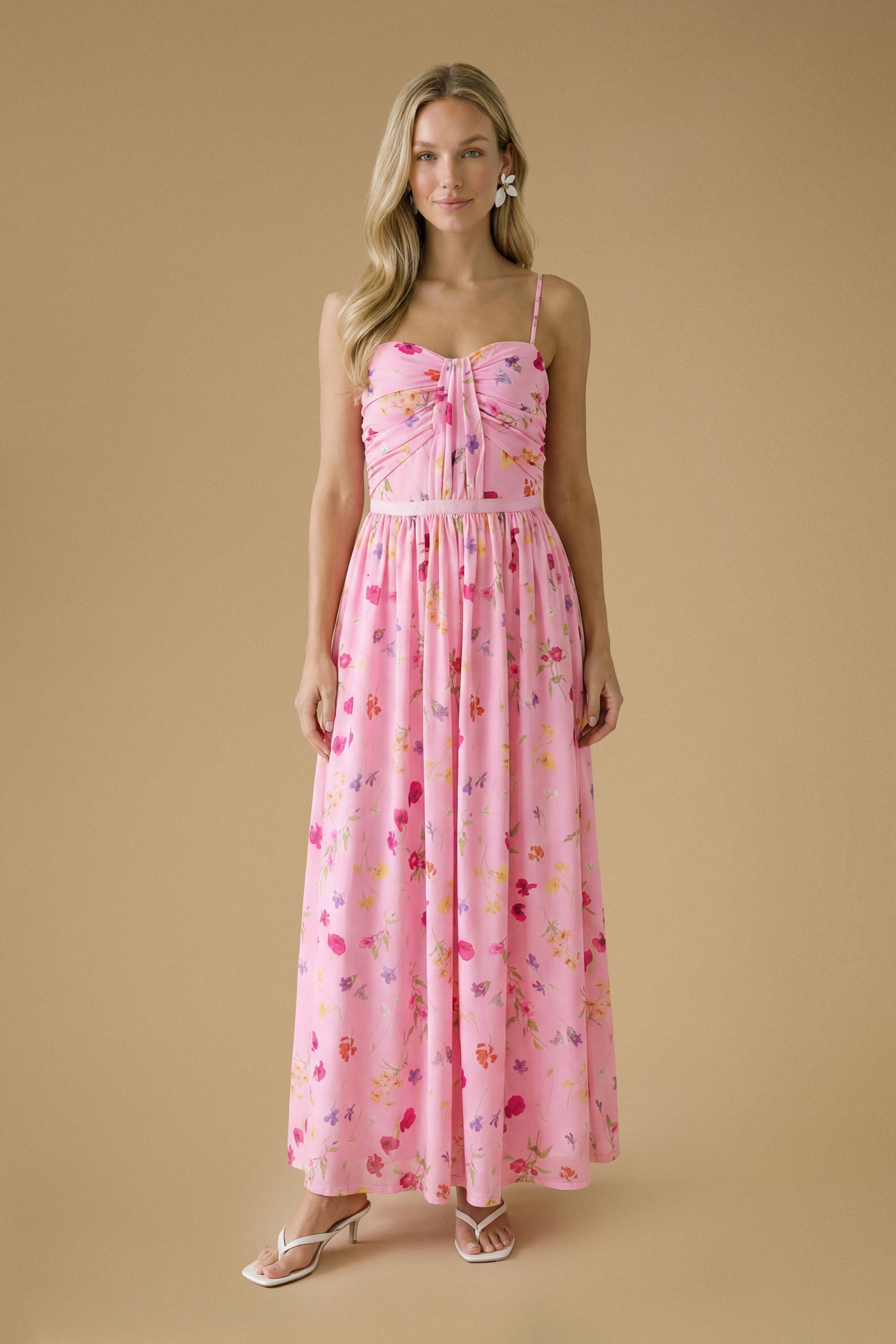 Oasis Robe Longue Bandeau En Mesh À Imprimé Fleurs Des Champs