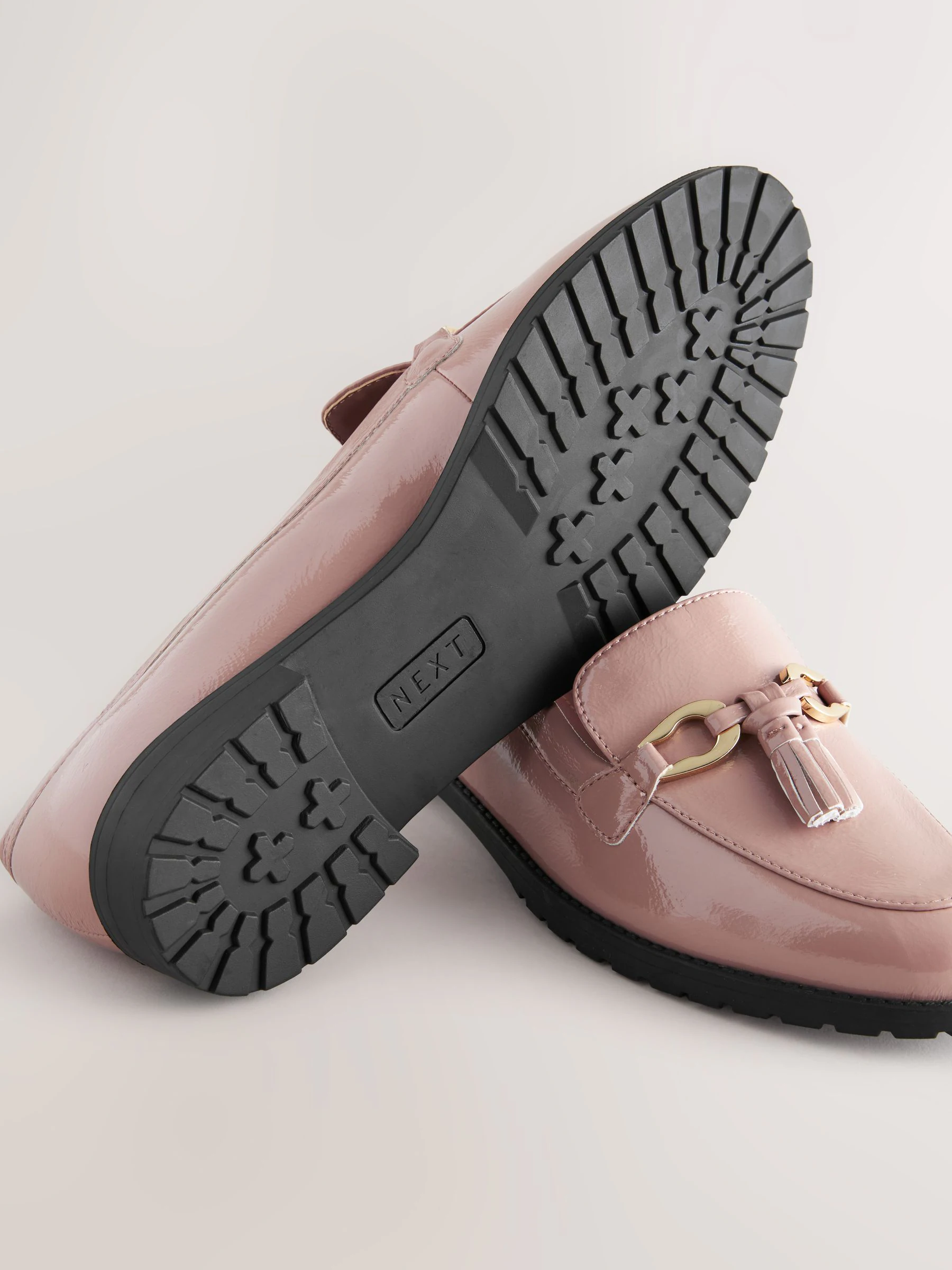 Roze - Patent kwastje hardware detail Instappers