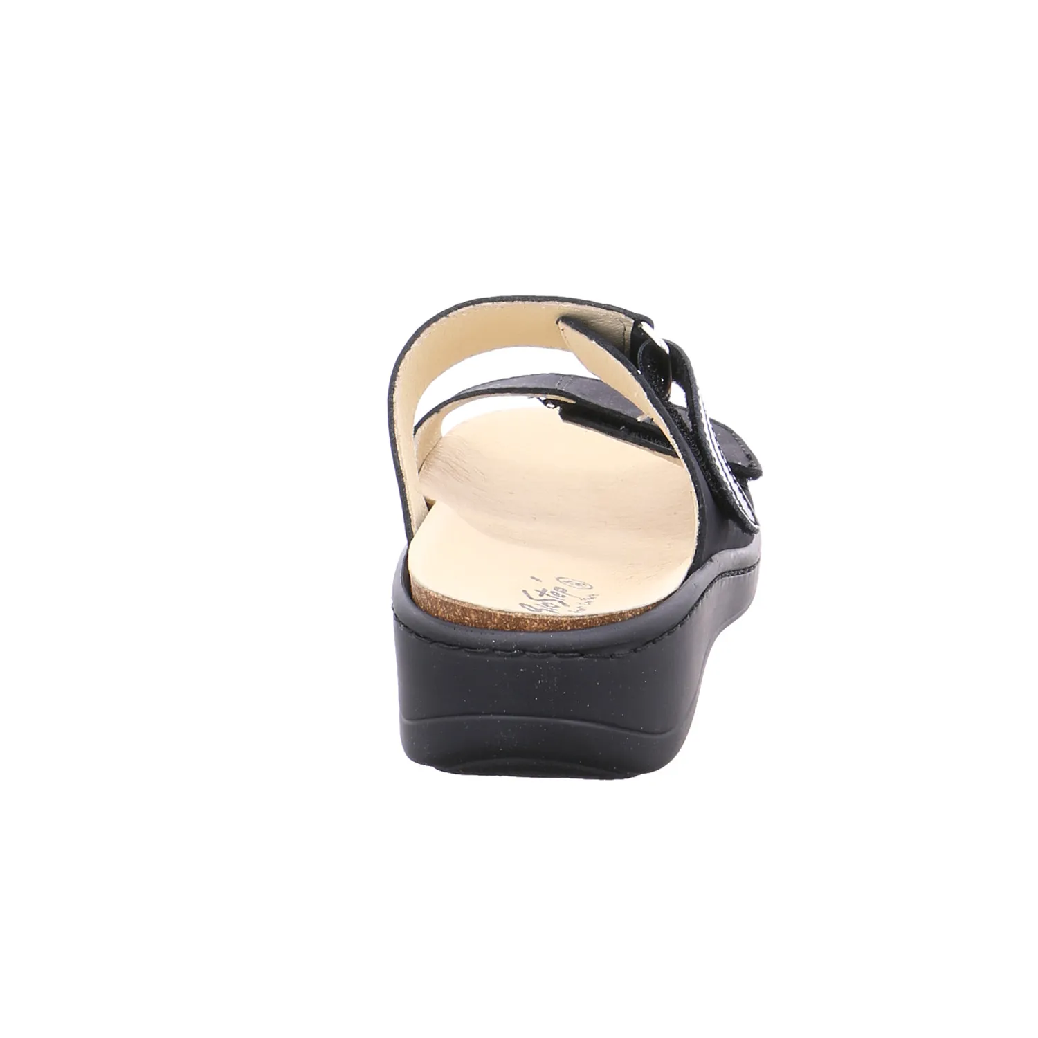 BIOSTEP Pantolette Schwarz Leder  mit Wechselfussbett