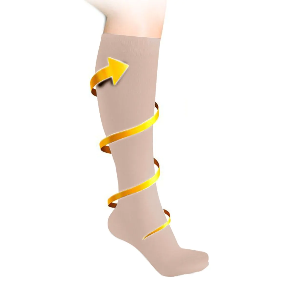 Koper Geweven Compressie Steun Kousen (Licht beige)