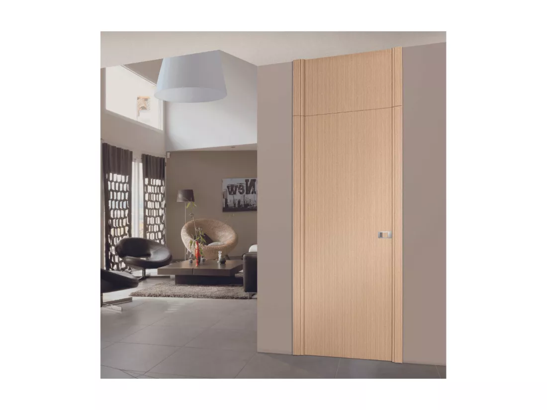 Bloc-porte Miro avec poignée Exclusive grise, H.204 x l.93 cm, aspect chêne clair