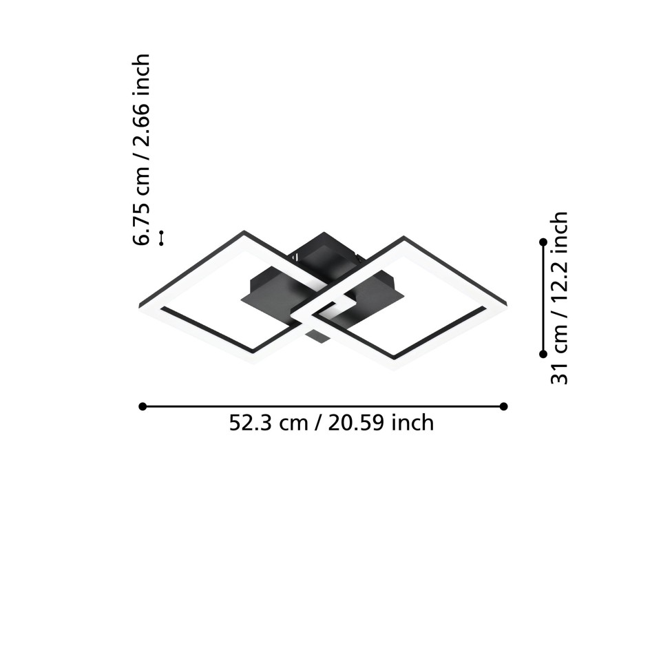 EGLO - Paranday-Z loftlampe m/firkanter sort 52,5x31 - TW - Zigbee, Bluetooth