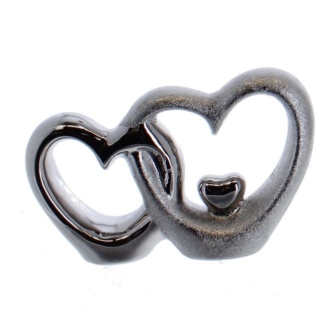 Herzsilhouetten silber - aus Keramik - ca. 19,5 x 3,5 x 13 cm