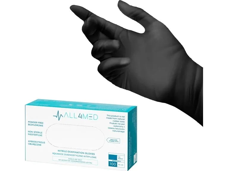 Activeshop All4med diagnostiske engangshandsker i nitril sort S