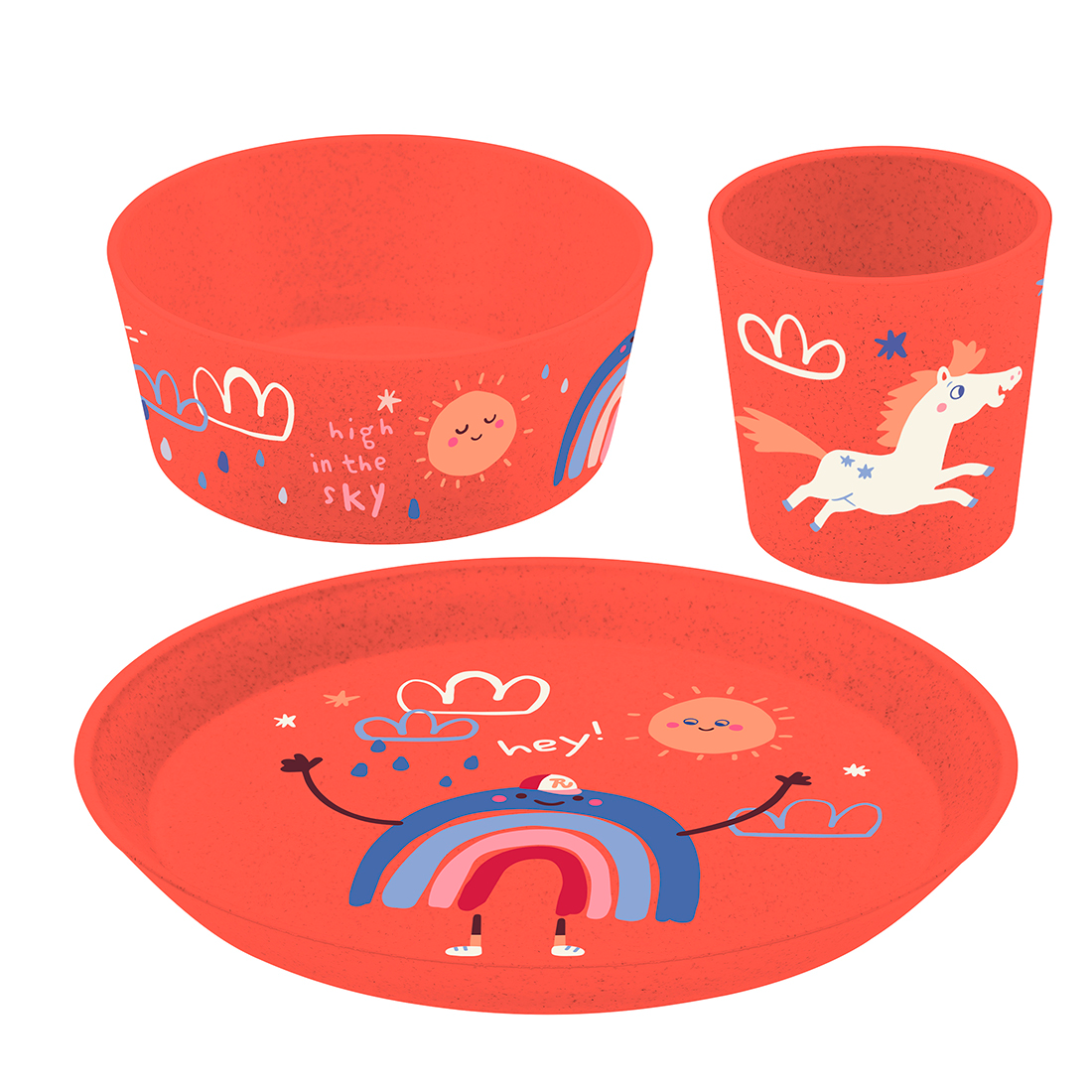 Koziol Kids Set Kindergeschirr Set 3-tlg. organic red dreams