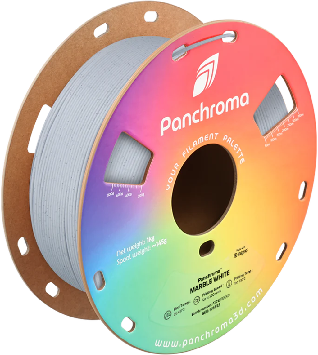 Polymaker  Panchroma™ PLA Marble White, 1,75 mm / 1000 g    Marmor-Optik in White für einzigartige 3D Druckkunst