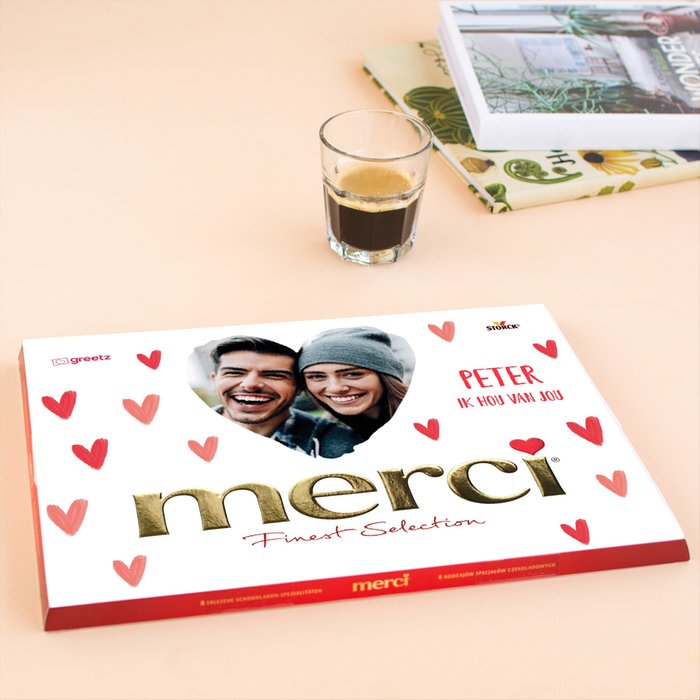 Merci | Hartjes met eigen foto en tekst | 675g