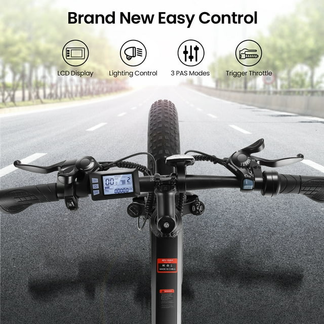 Bicicleta elétrica Funcid, aro 26x4 com pneus largos, 500W, dobrável, para adultos, com bateria de 48V 10Ah.