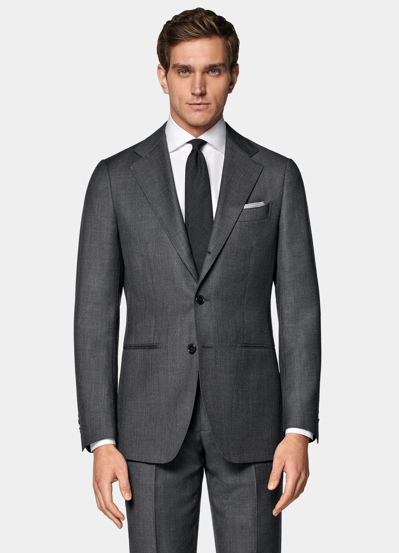 Veste de costume Havana coupe Tailored gris foncé œil-de-perdrix