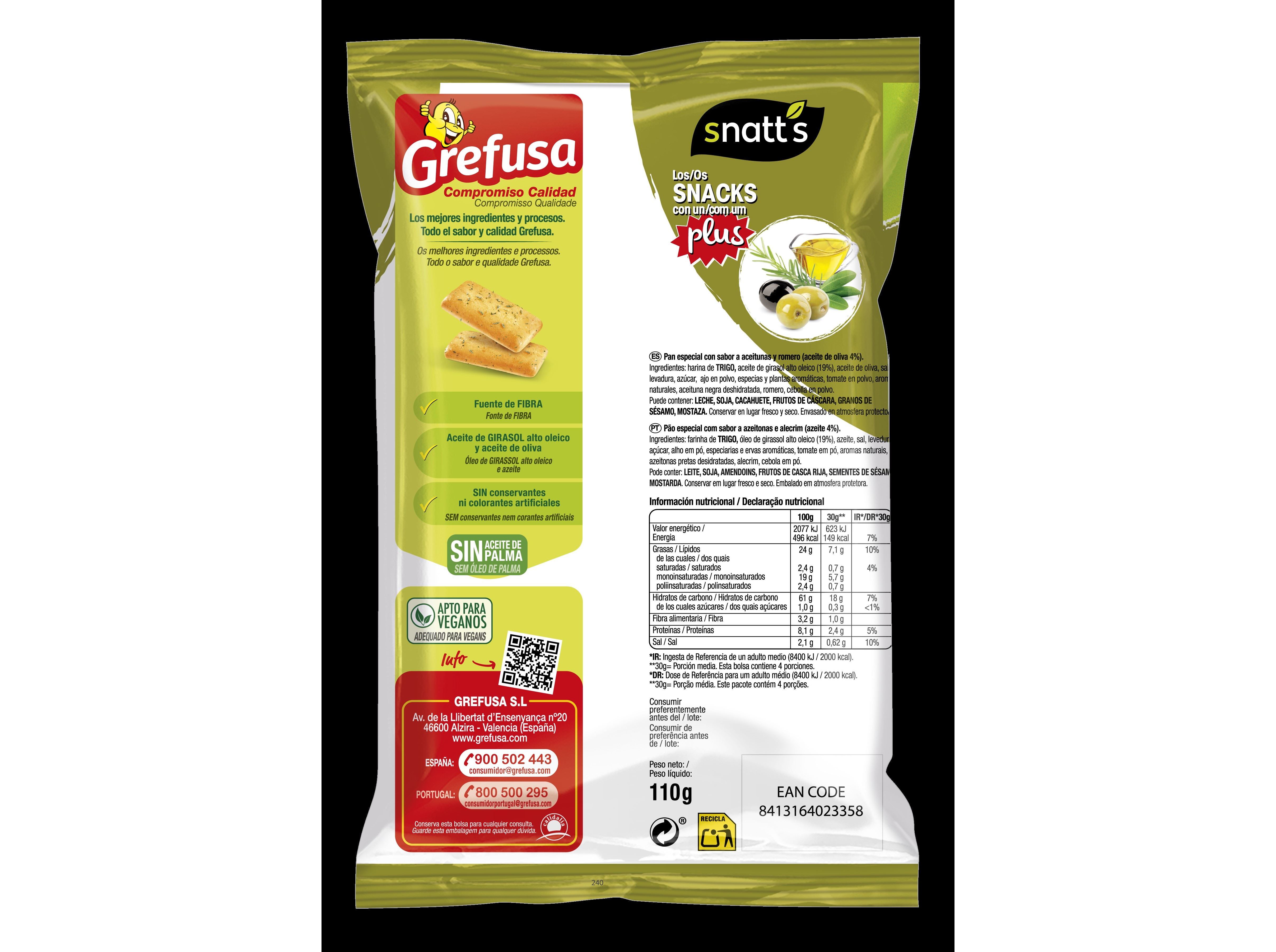 PÃO TORRADO GREFUSA AZEITONAS E ALECRIM 110GR