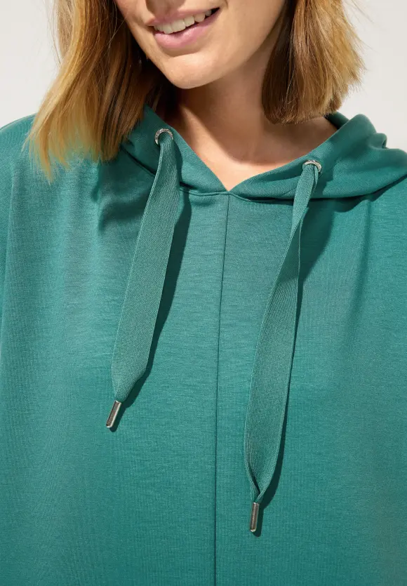 Langes Kapuzen Sweatshirt - lagoon green