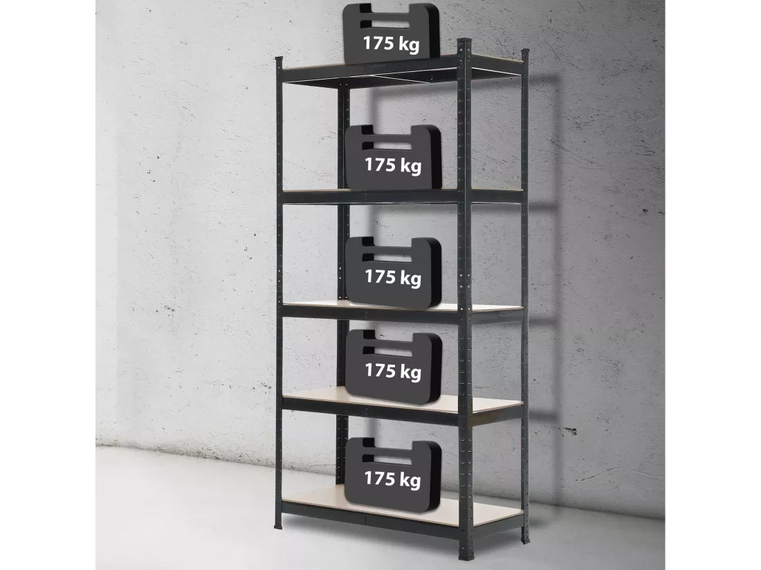 Étagère enfichable - Métal - 90x40x180 cm - Noir -