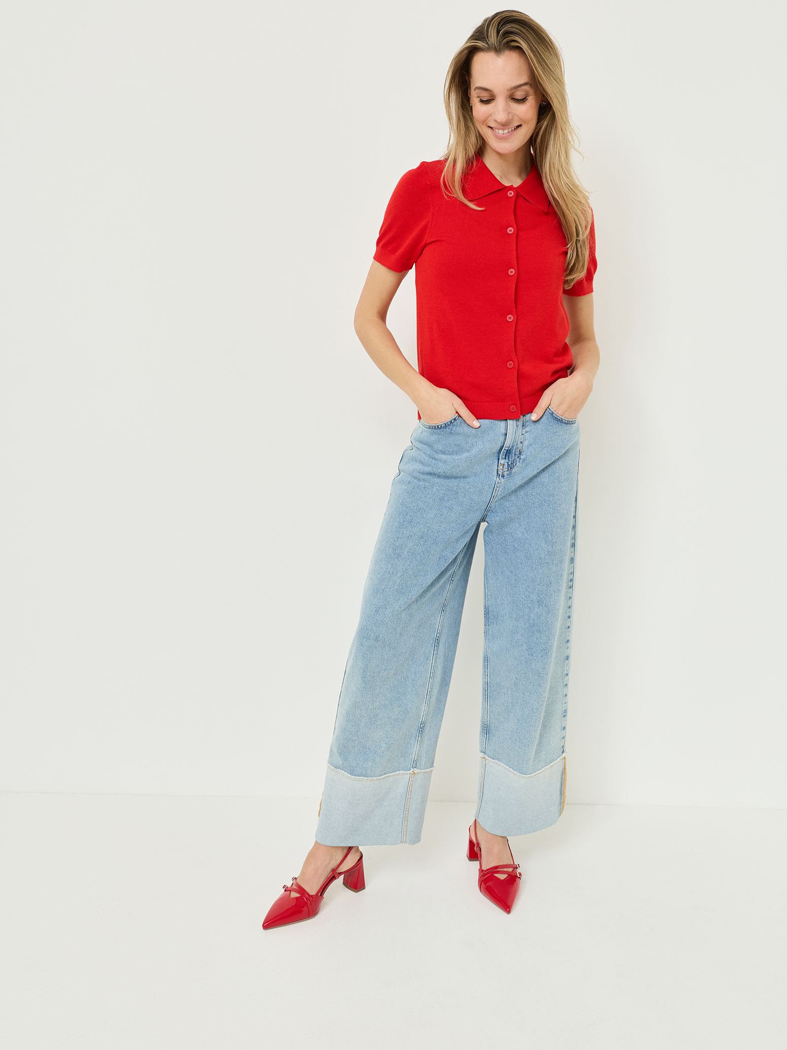 Gebreide polo - rood