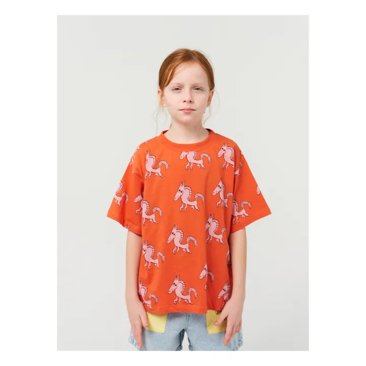 Bobo Choses Exclusivité Bobo Choses x Smallable -  T-Shirt Coton Bio Cheval Blanc | Terracotta