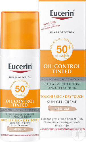 Eucerin Sun Photoaging Control Gel-Crème Solaire Teinté Medium Anti-Age Toutes Peau IP50+ 50ml