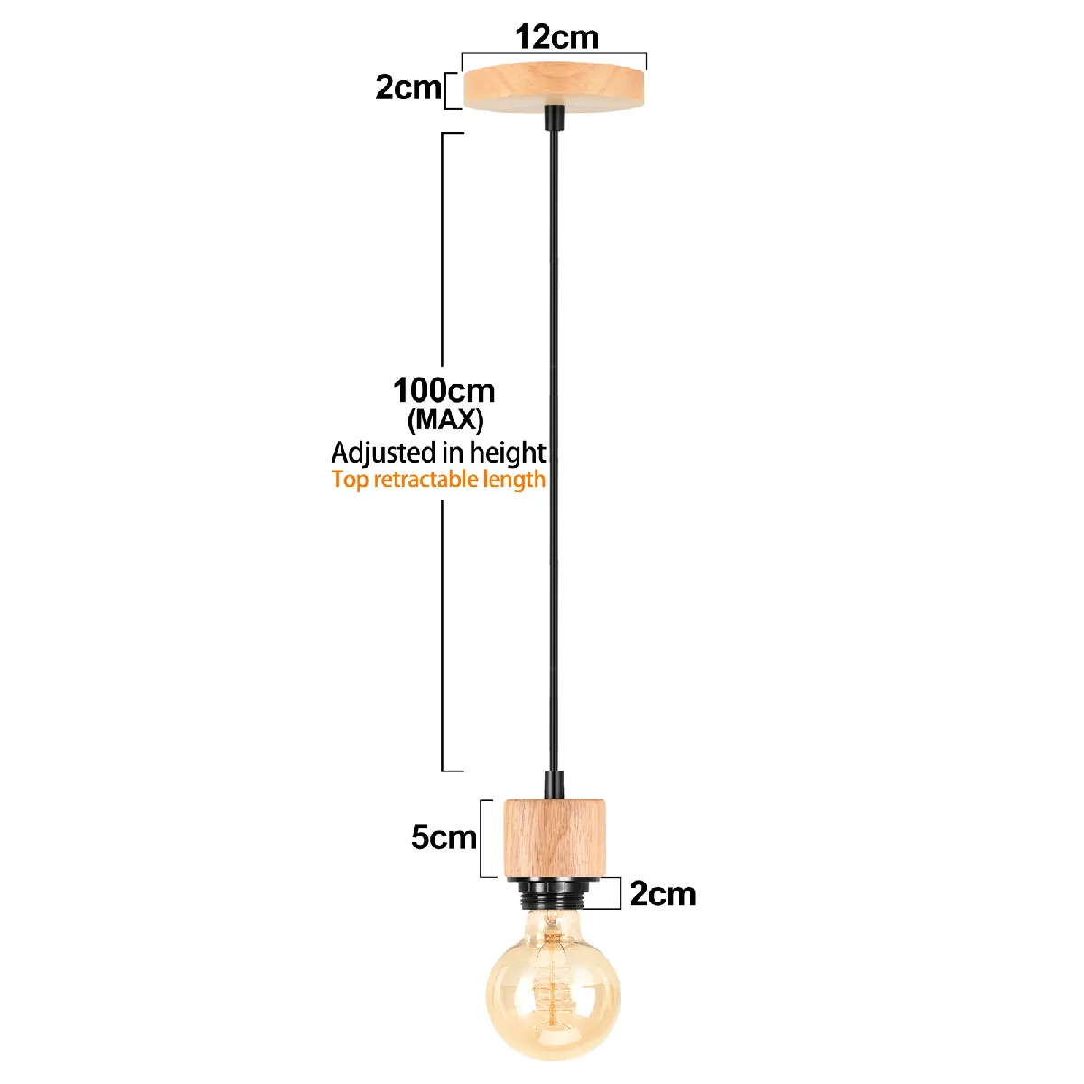 Stoex (2X) Suspension Luminaire Rétro Lustre Simple D'Intérieur Suspension Lustre En Bois E27 Pour Couloir De Cuisine De Chambre À Coucher