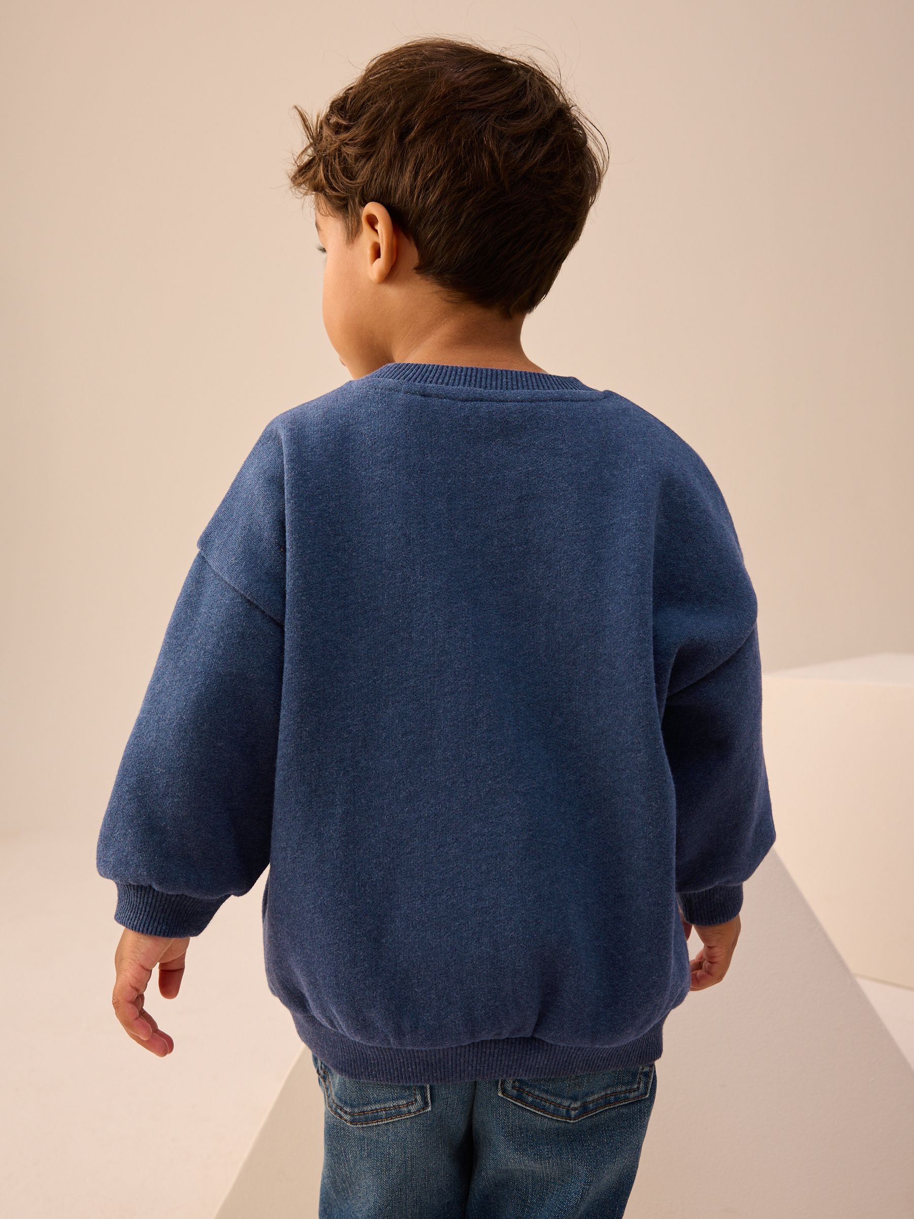 Marineblauw met berenprint - Sweatshirt met ronde hals en all-over print (3 mnd - 7 jr)