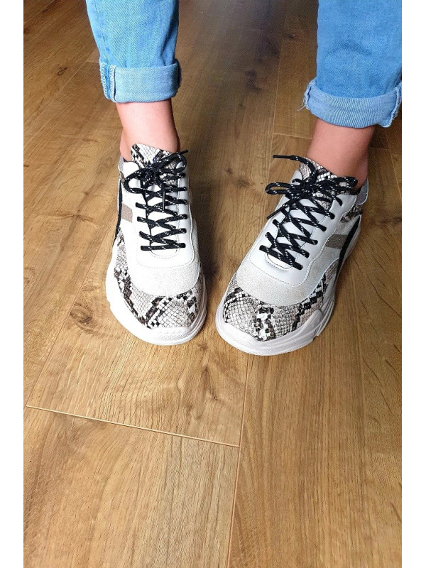 Baskets Python marron 'Elsa'