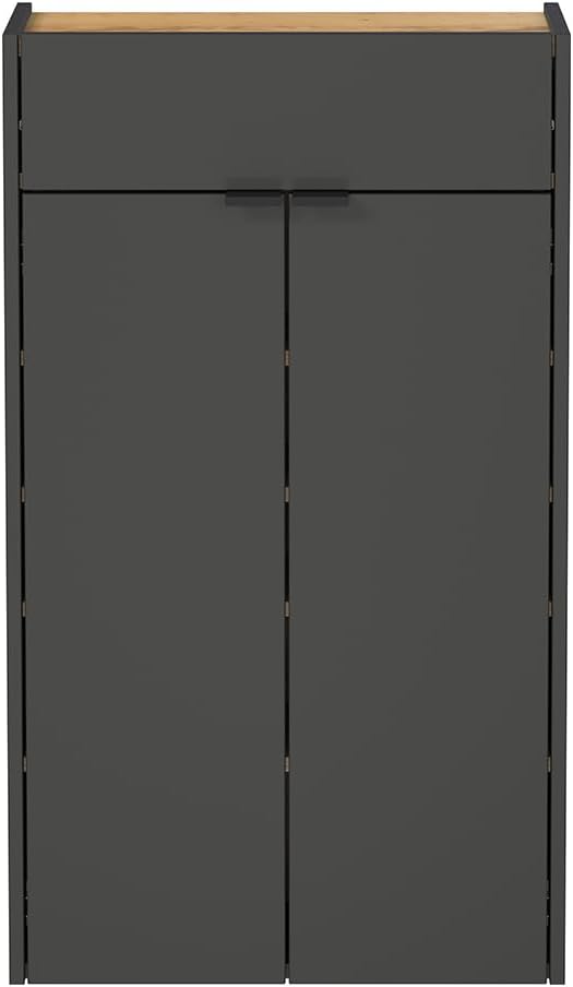 Lomadox Flurschrank Schuhschrank 56cm in grau mit Eiche ideal für schmale Flure, B/H/T ca. 56/97/22 cm