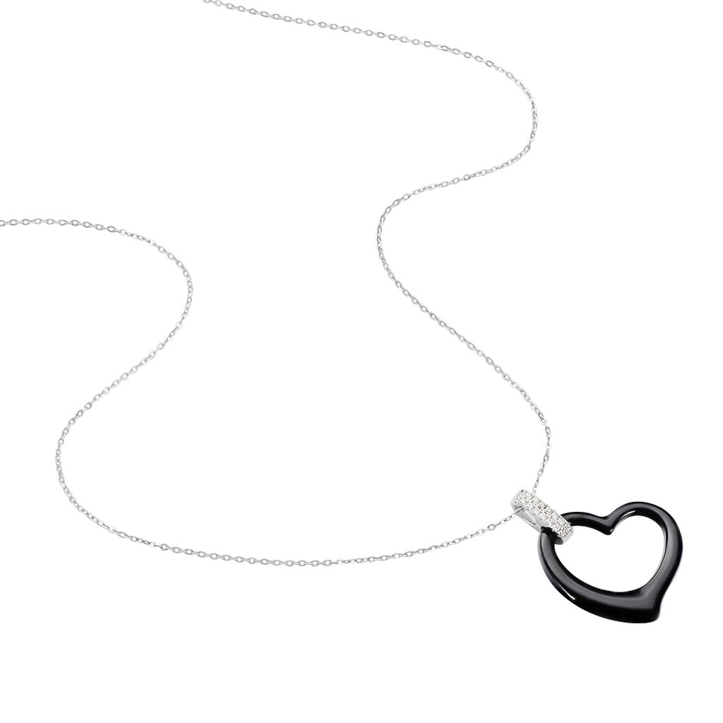 Collier Pam Argent Blanc Céramique Et Oxyde De Zirconium