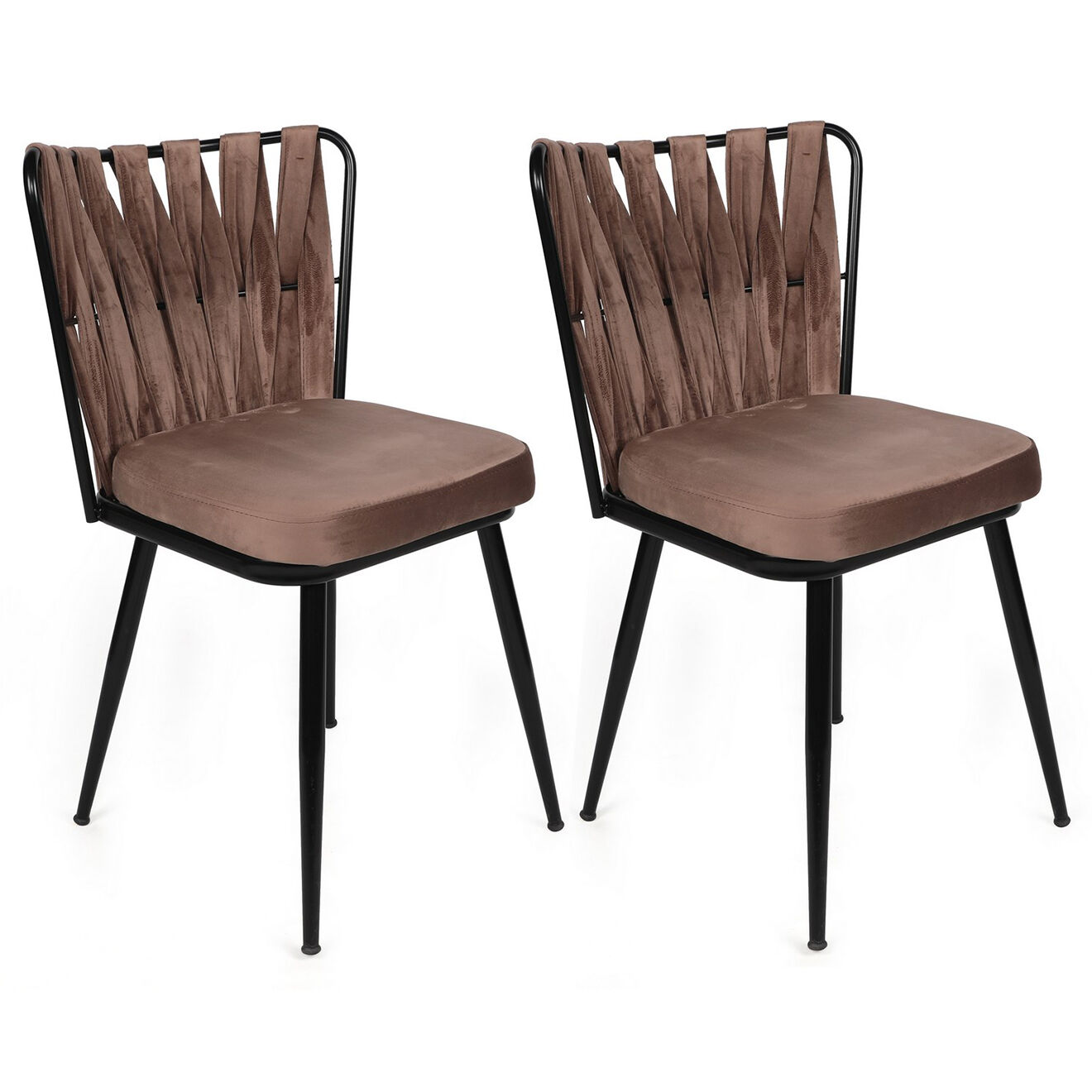 Homitis 2 Chaises Kusakli marron clair/noir - 43x82x43 cm