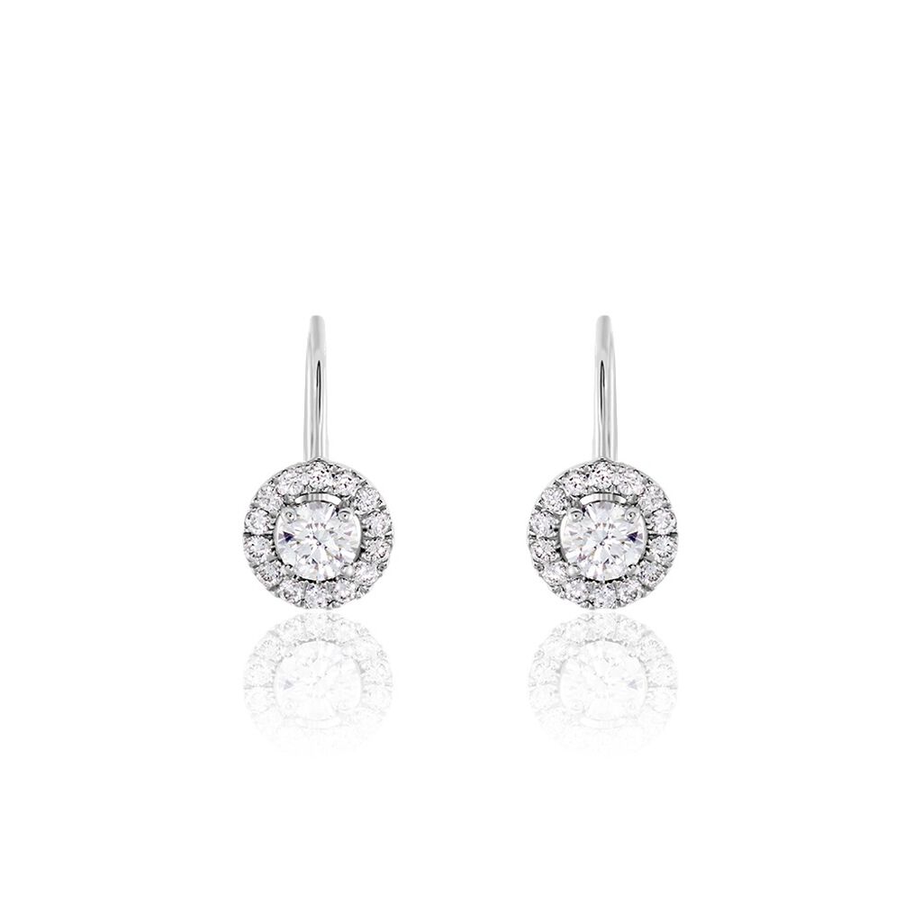 Boucles D'oreilles Pendantes Mentoura Or Blanc Diamant Synthétique
