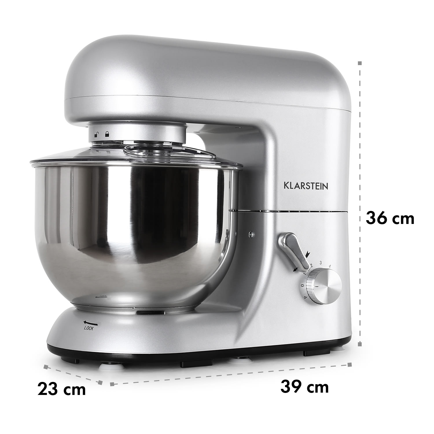 Bella Küchenmaschine 1800 W / 2,7 PS 5 Ltr Edelstahl BPA-frei Silber