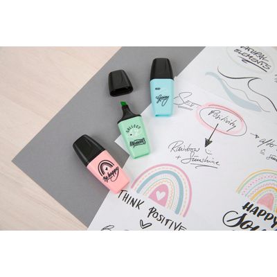 STABILO BOSS MINI Pastellove - Pack de 3 mini surligneurs - couleurs assorties