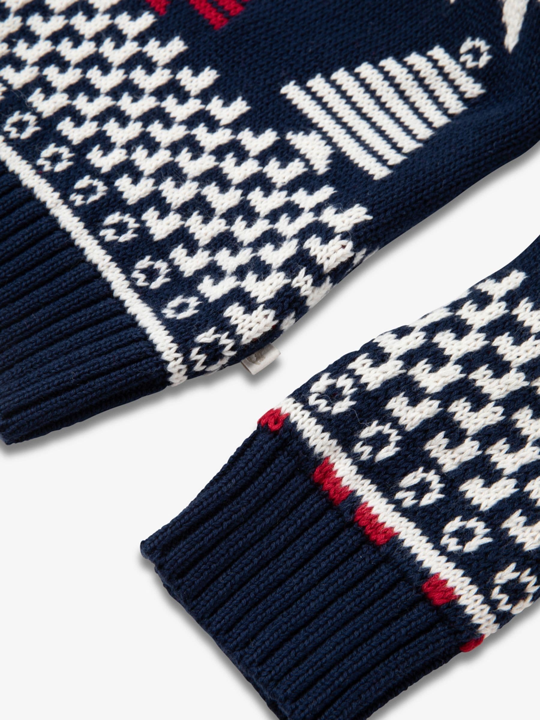 The Little Tailor Kinder Blauwe Kerstmis Veelkleurige Fairisle Katoenen Trui
