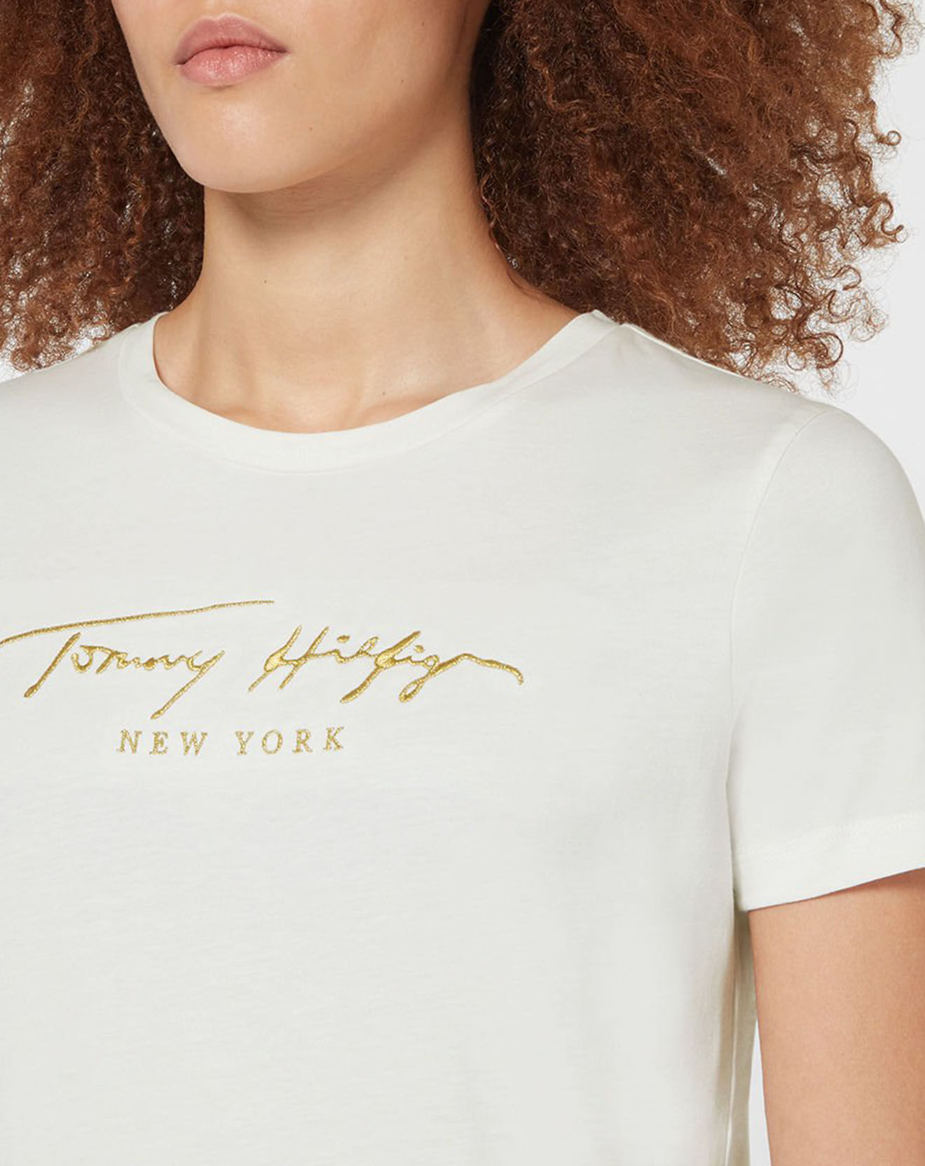 Tommy Hilfiger T-Shirt 100% Coton Bio Lurex écru