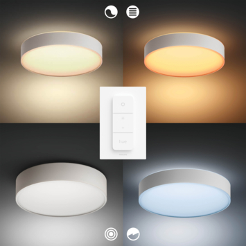 Philips Hue plafondlamp Enrave wit - warm tot koelwit licht 48W - Ø 55 cm - met 1 dimmer switch