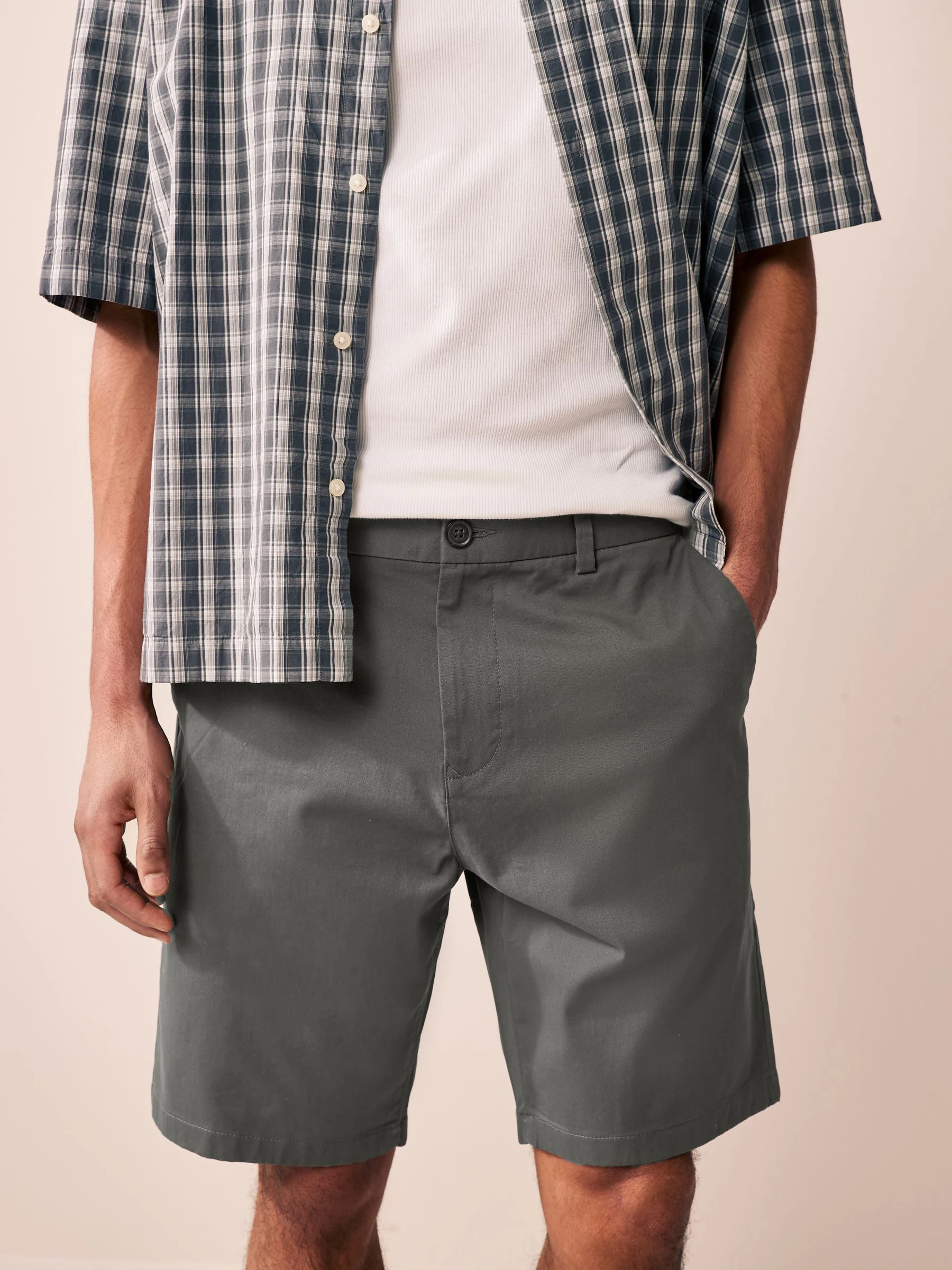 Zwart/marineblauw/antraciet - Straight fit - Set van 3 chinoshorts met stretch