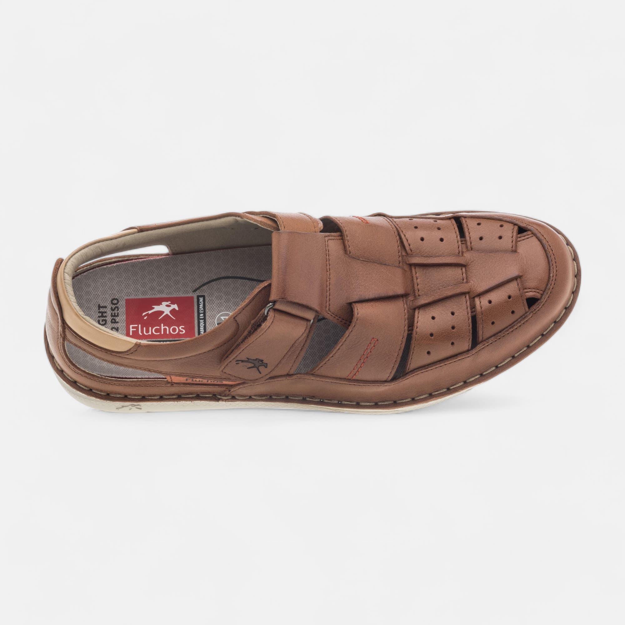 Nu-pieds confort Homme en cuir cognac