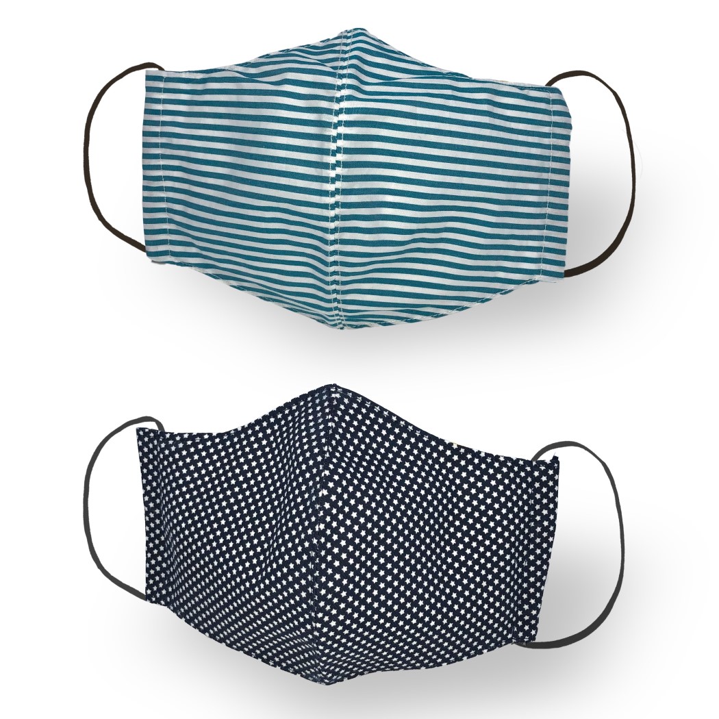 KANGURU GREEN Stoffmaske Motiv Streifen und Sterne Herren 2 Stk