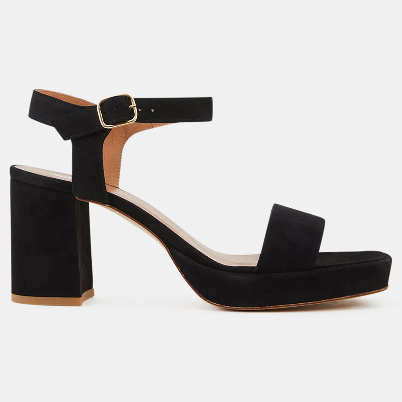 Galeries Lafayette Sandales à talon en Cuir noires - Talon 7.5 cm